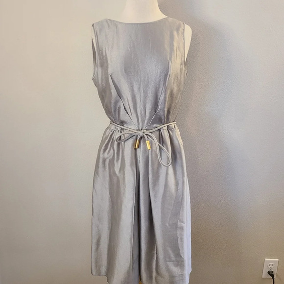 Escada Dresses & Skirts - Escada Silver Silk & Wool Fit & Flare Dress